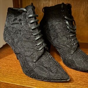 Saint Laurent Black Lace Ankle heels